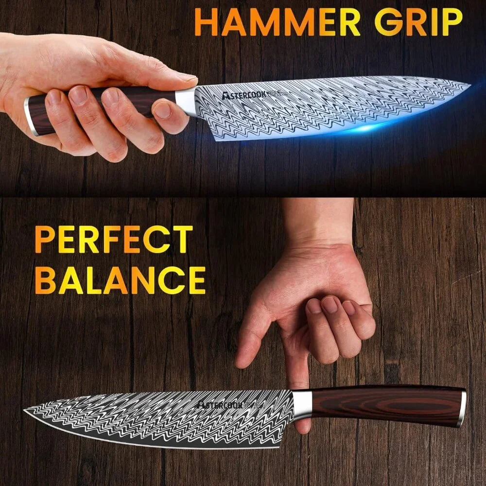 Chef Knife, Japanese Pro 8 Inch Kitchen Knife, High Carbon Stainless Steel with